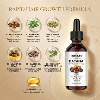 🔥LAST DAY 50% OFF!! ROSERUNE™ Advanced Batana Hair Regrowth Therapy