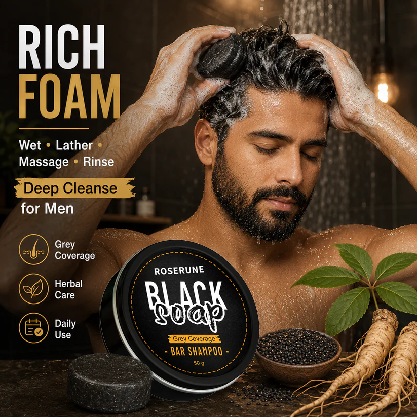 🔥 Limited Time Offer | ROSERUNE™ Natural Gray Hair Darkening Shampoo Bar (2-Pack)