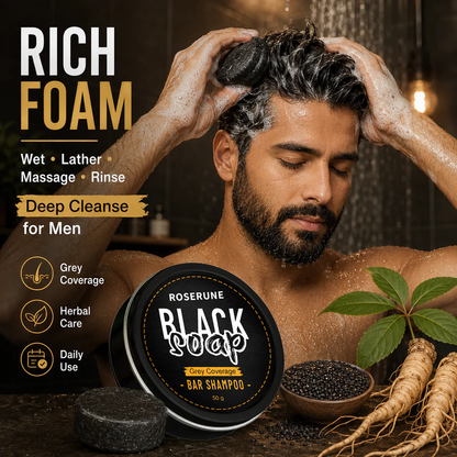 🔥 Limited Time Offer | ROSERUNE™ Natural Gray Hair Darkening Shampoo Bar (2-Pack)