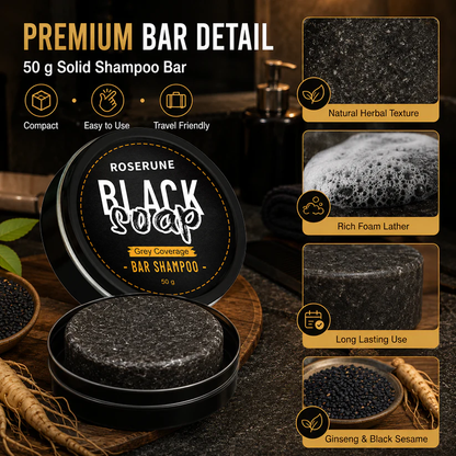 🔥 Limited Time Offer | ROSERUNE™ Natural Gray Hair Darkening Shampoo Bar (2-Pack)